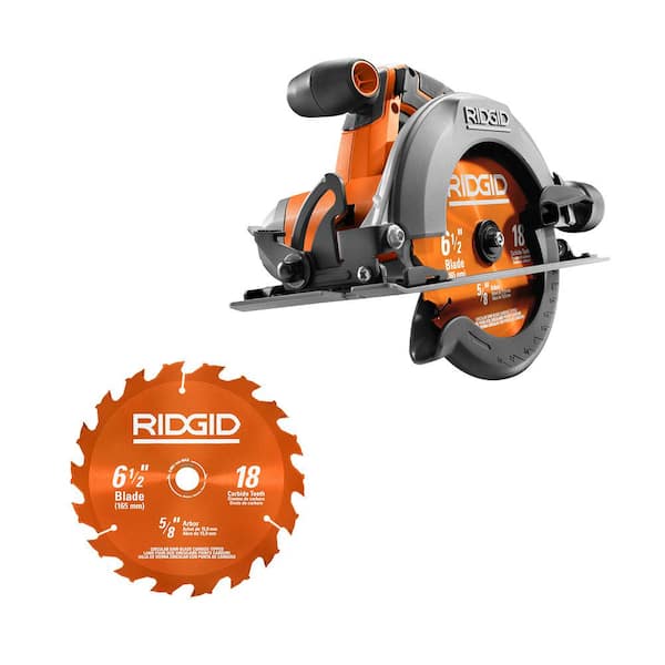 RIDGID 18V Cordless 6 1/2 in. Circular Saw (Tool Only) with Extra 6-1/2 in. Circular Saw Blade