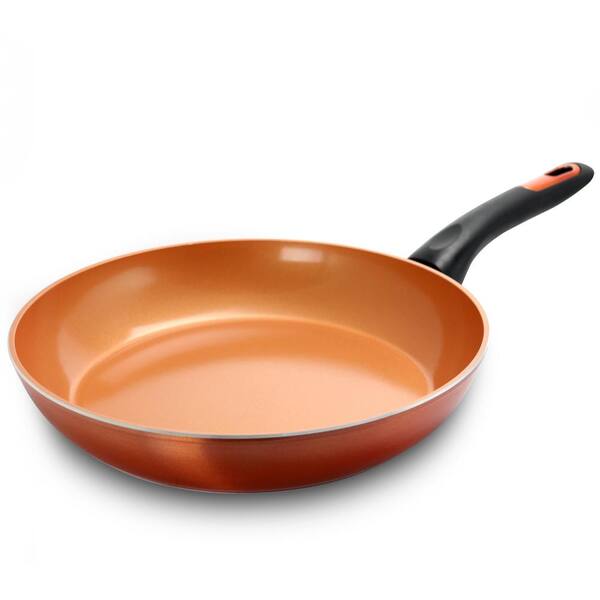 Gibson Cuisine Hummington 10 in. Aluminum Ceramic Nonstick Frying Pan in Metallic Copper