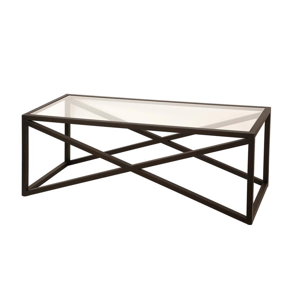Urban Geometric 46" Blackened Bronze Glass Coffee Table