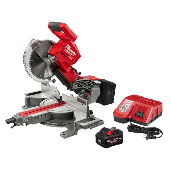 Milwaukee M18 FUEL 18V Lithium-Ion Brushless Cordless 10 in. Dual Bevel Sliding Compound Miter Saw Kit W/(1) 8.0Ah Battery