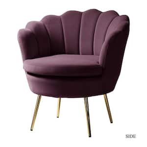 Fidelia Purple Barrel Accent Arm Chair with Golden Base