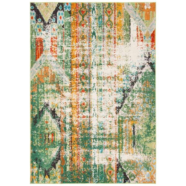 SAFAVIEH Madison Green/Orange 8 ft. x 10 ft. Area Rug