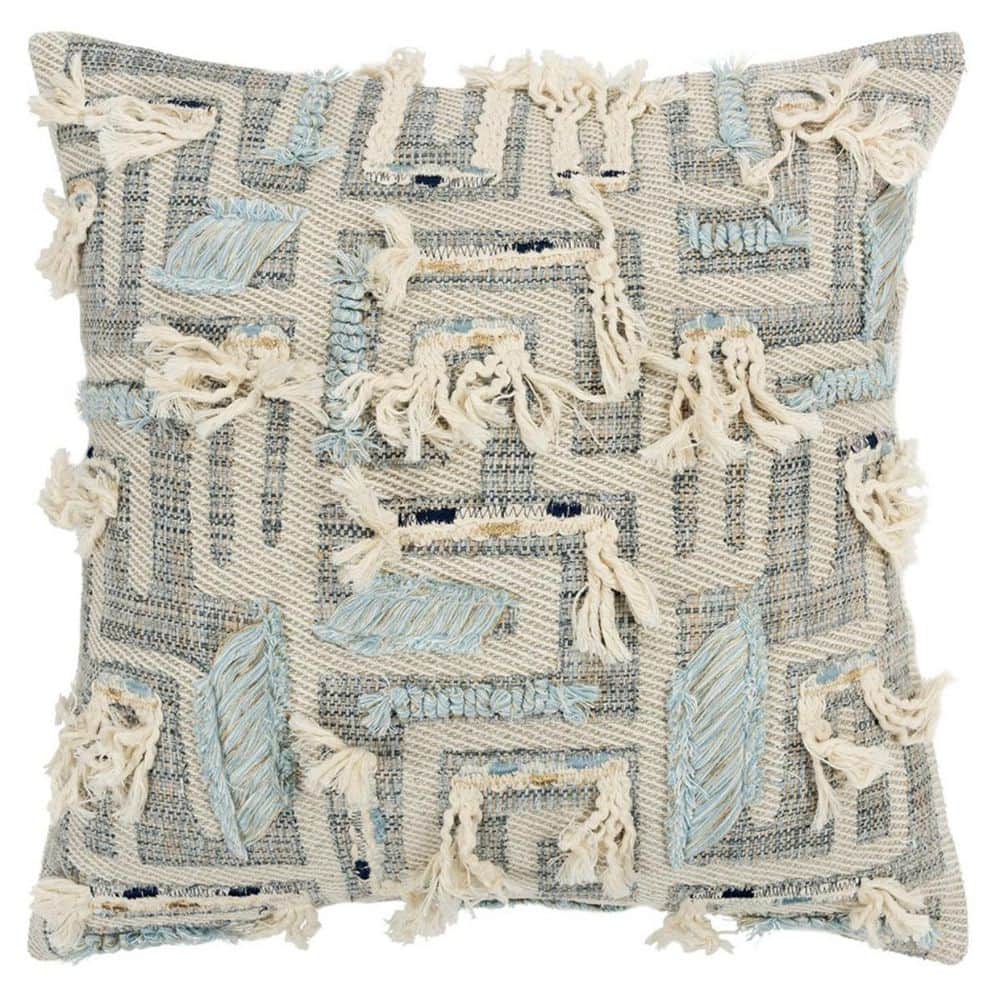 Blue, Gray Solid Polyester 20 in. x 20 in. Throw Pillow price history on PriceWatchPro