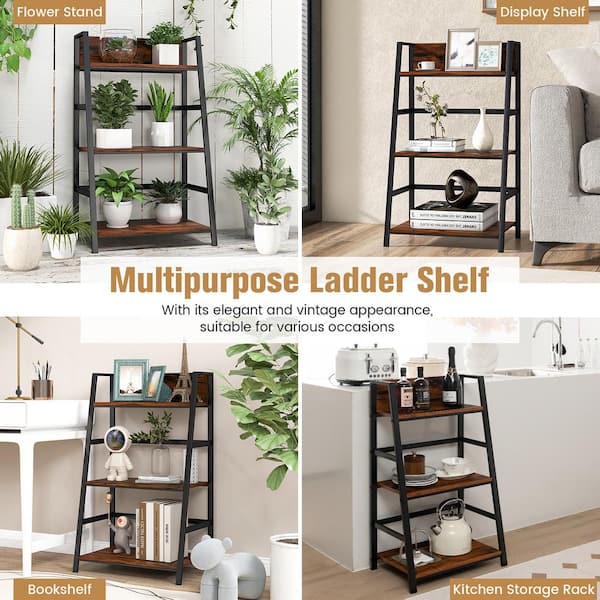 3-Tier Retro Bookshelf with offers Doors Display Storage Shelves