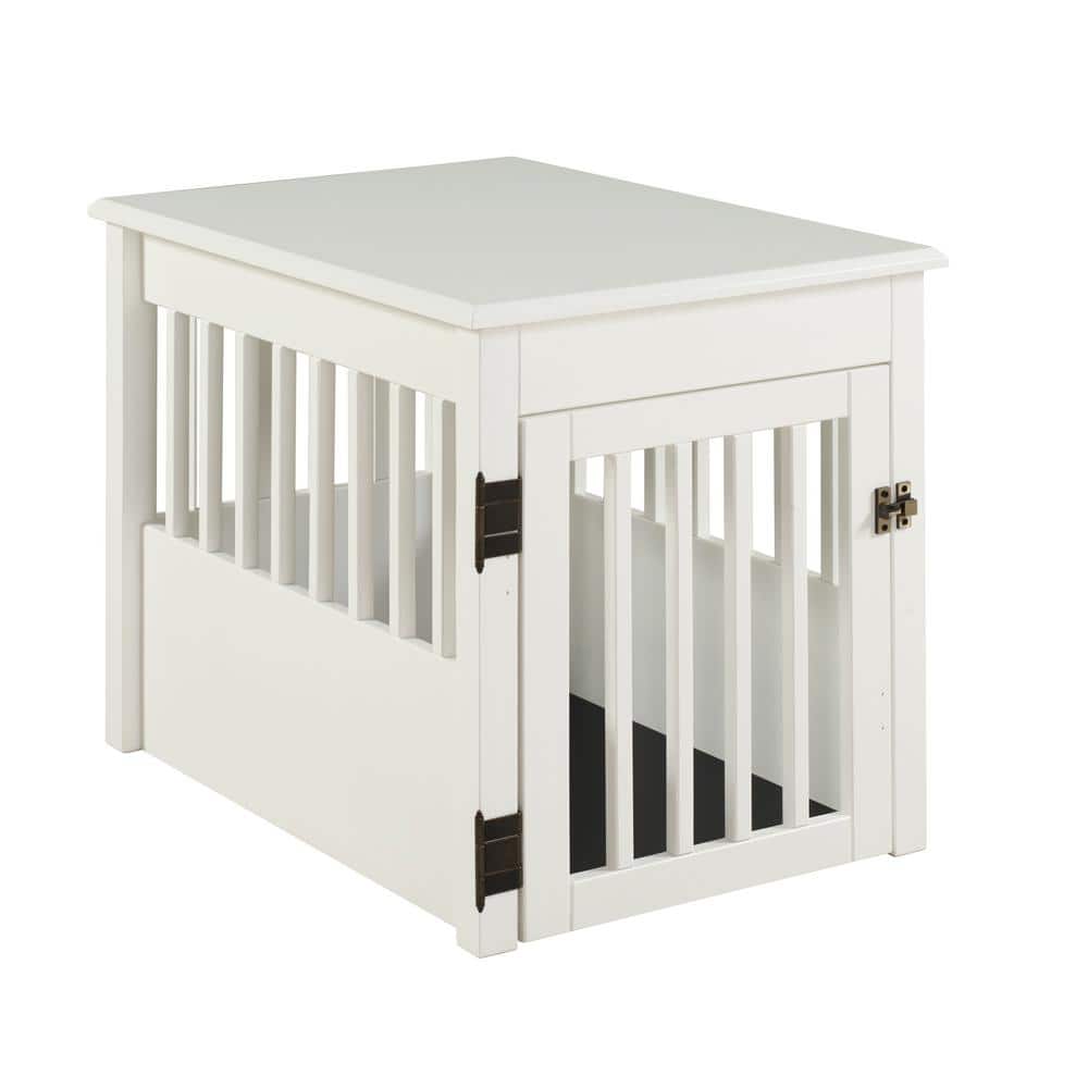 Medium White Solid Wood Pet Crate End Table