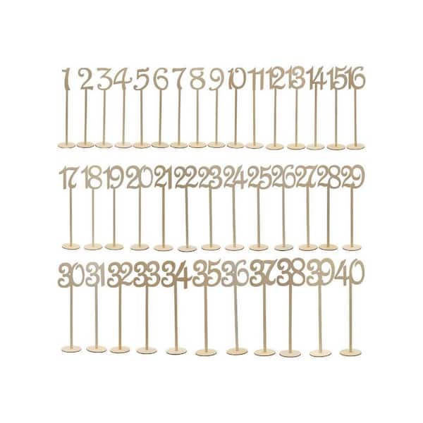 3 in. W x 14 in. H Gold Wood Napkins Table Numbers with Holder Base Set of 40