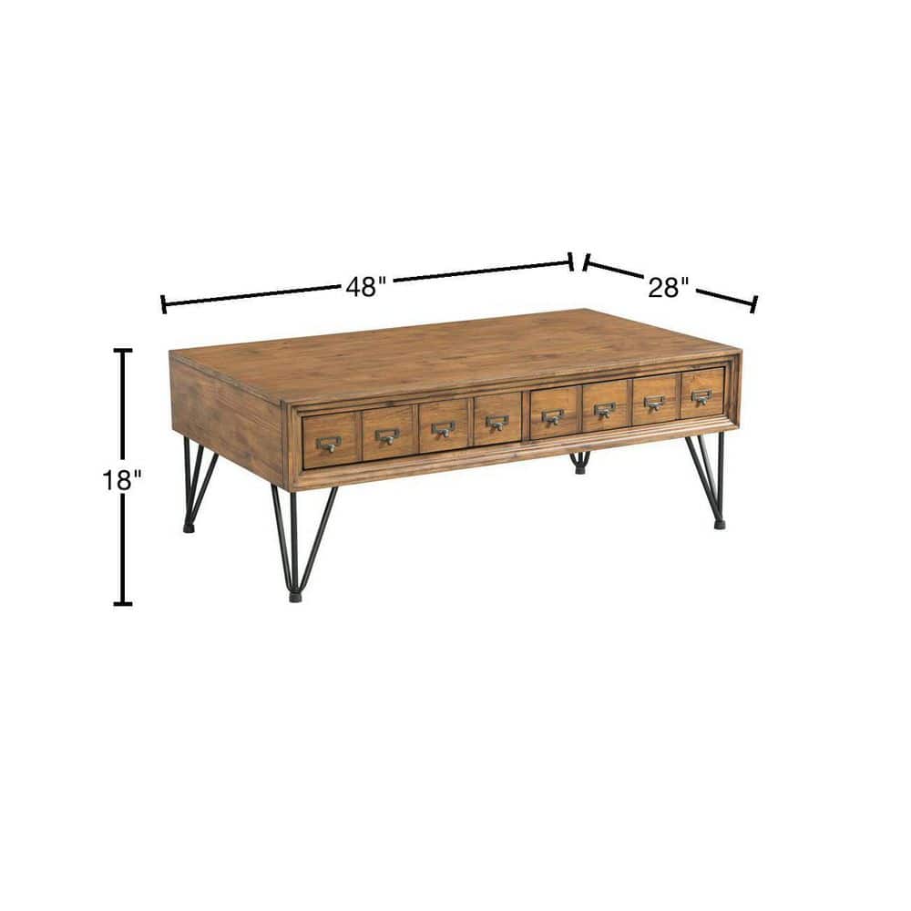 Industrial Tanner Rectangular Coffee Table with Storage in Light Walnut
