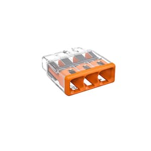 Push Wire 2773-403 Connectors, 3-Port, Transparent Housing, Orange Cover (250-Piece Jar)