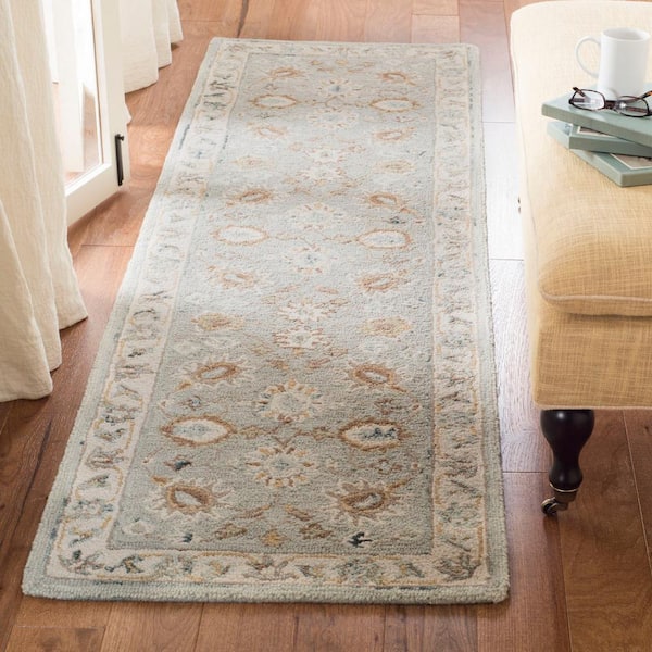 Blossom Aqua/Ivory 2 ft. x 8 ft. Floral Runner Rug