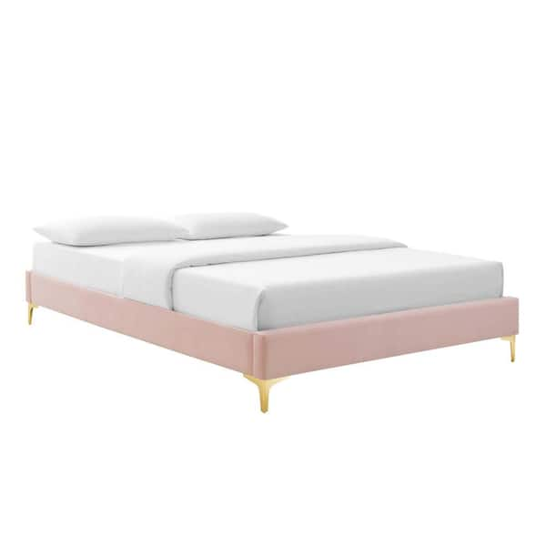 MODWAY Sutton Pink Velvet Full Performance Platform Bed Frame