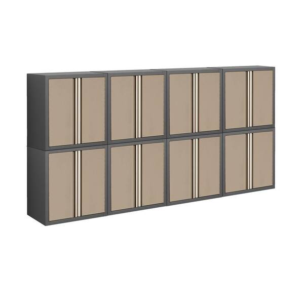 NewAge Products Pro Series 56 in. H x 112 in. W x 14 in. D Welded Steel Garage Cabinet Set in Taupe (8-Piece)