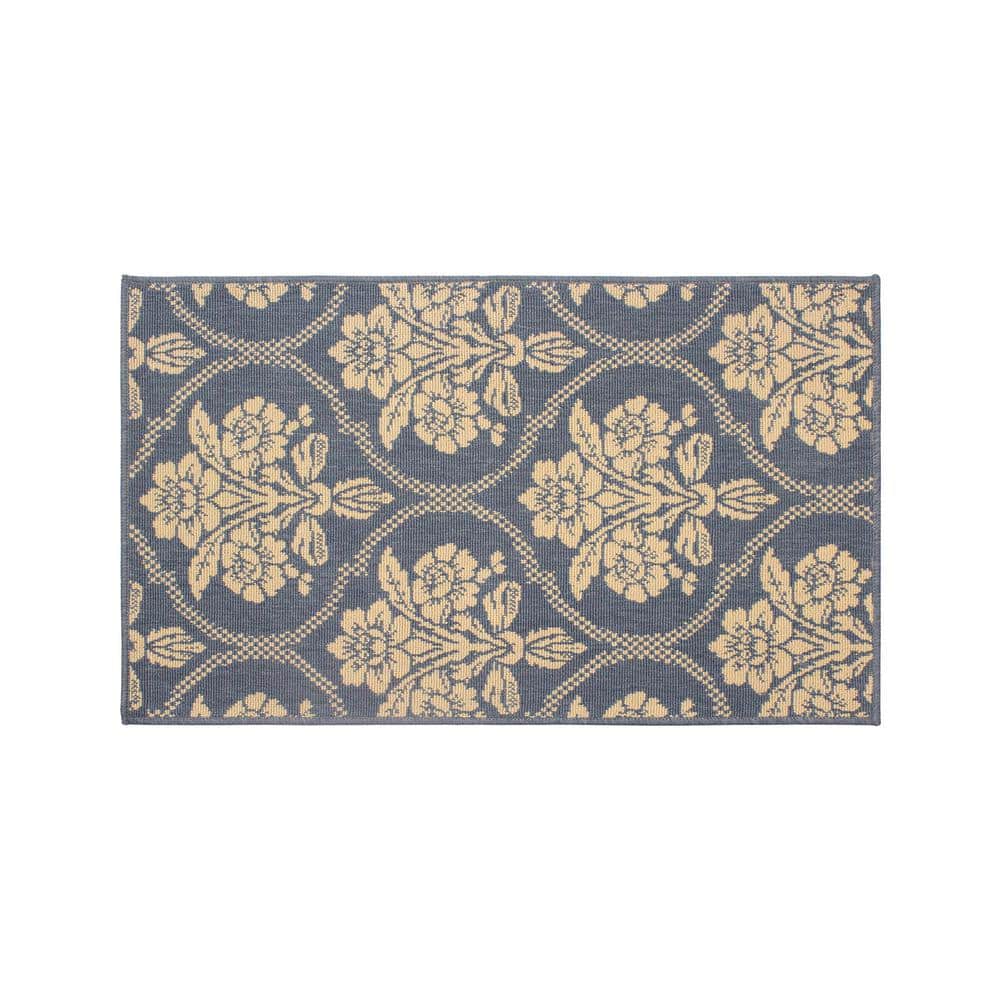 Laura Ashley Tatton in Chain Navy 4 ft. x 2 ft. Indoor/Outdoor Area Rug