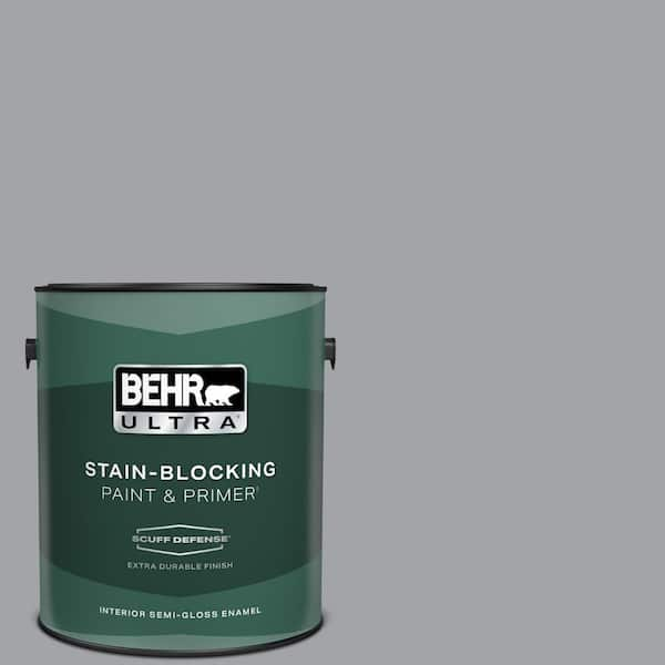 BEHR ULTRA 1 gal. #N530-4 Power Gray Extra Durable Semi-Gloss Enamel Interior Paint & Primer