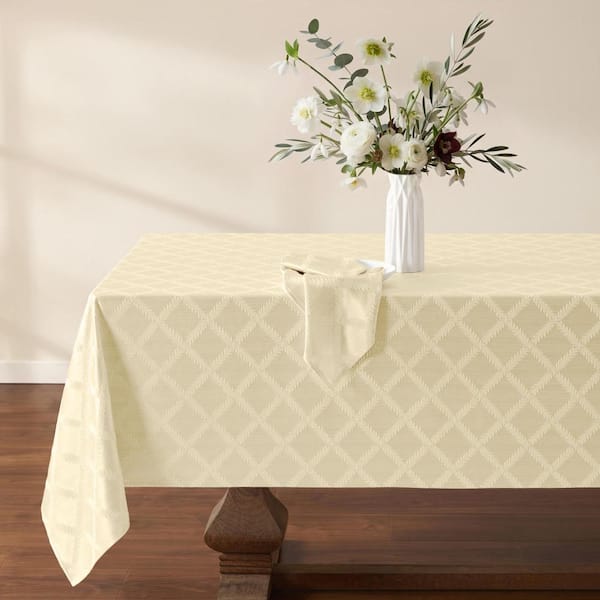 Lenox Laurel Leaf Tablecloth, Ivory - 70"W x 144"L