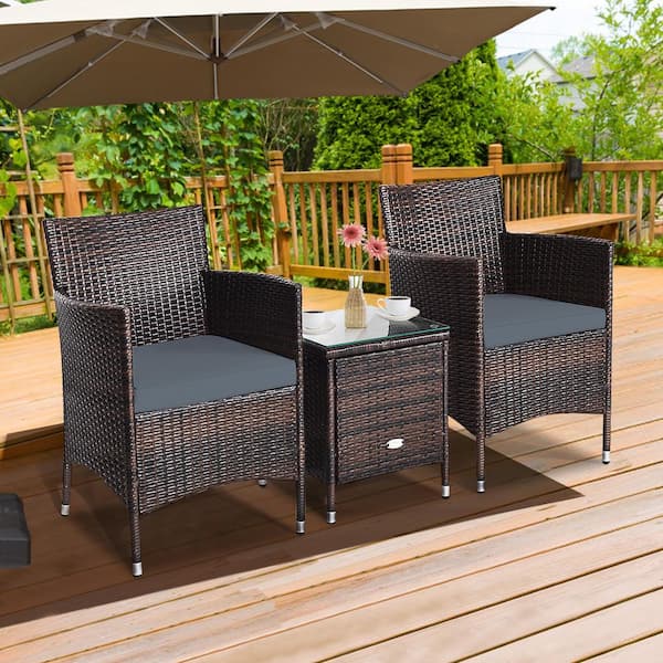 HONEY JOY 45 in. W x 23.5 in. D x 25.5 in. H Brown Rattan Outdoor