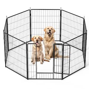 32 in. Metal 8-Panels Portable Foldable Dog and Garden Fence with Anti-Rust Coating