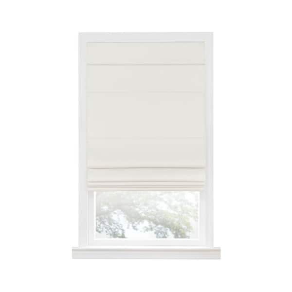 ACHIM Florence Ivory Cordless Blackout Pleated Polyester Roman Shades 30 in. W x 64 in. L
