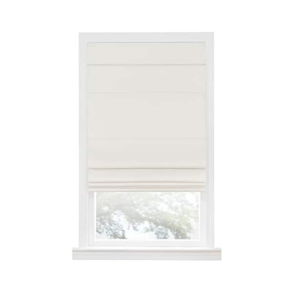 ACHIM Florence Ivory Cordless Blackout Pleated Polyester Roman Shades 35 in. W x 64 in. L
