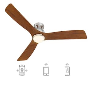 Sawyer 52 in. Integrated LED Indoor/Outdoor Nickel DC Motor Smart Ceiling Fan w/Light/Remote, Works w/Alexa/Google Home