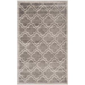 Amherst Gray/Light Gray Doormat 3 ft. x 5 ft. Geometric Quatrefoil Area Rug