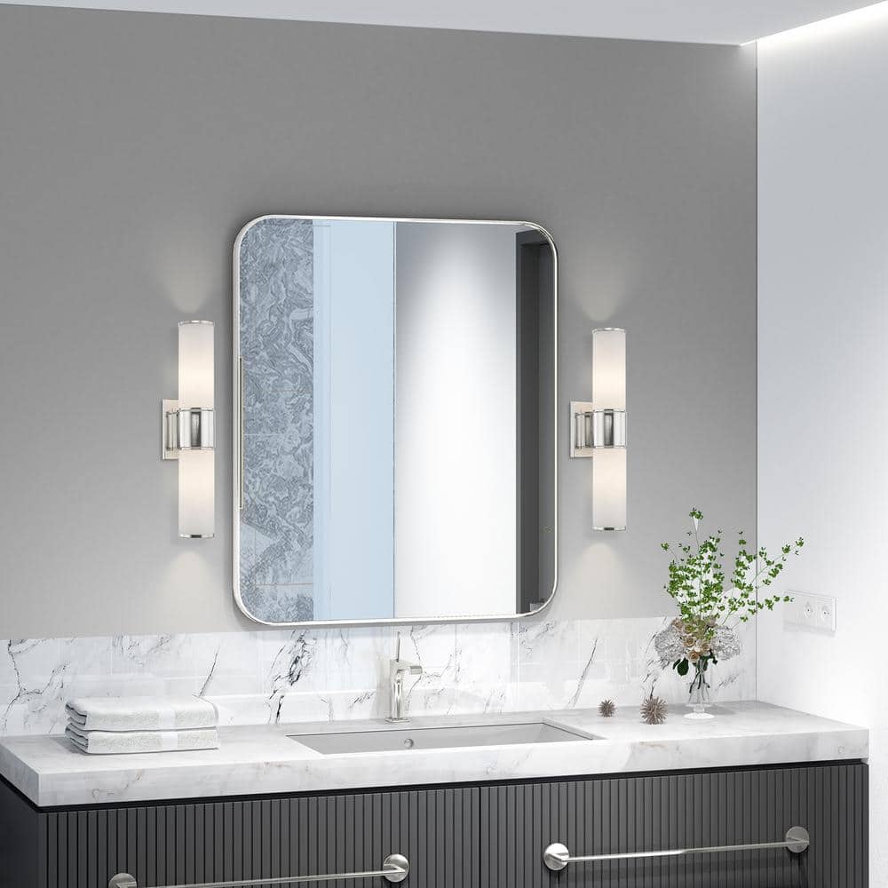 Polished Nickel 2-Light Vanity with Satin Opal Glass