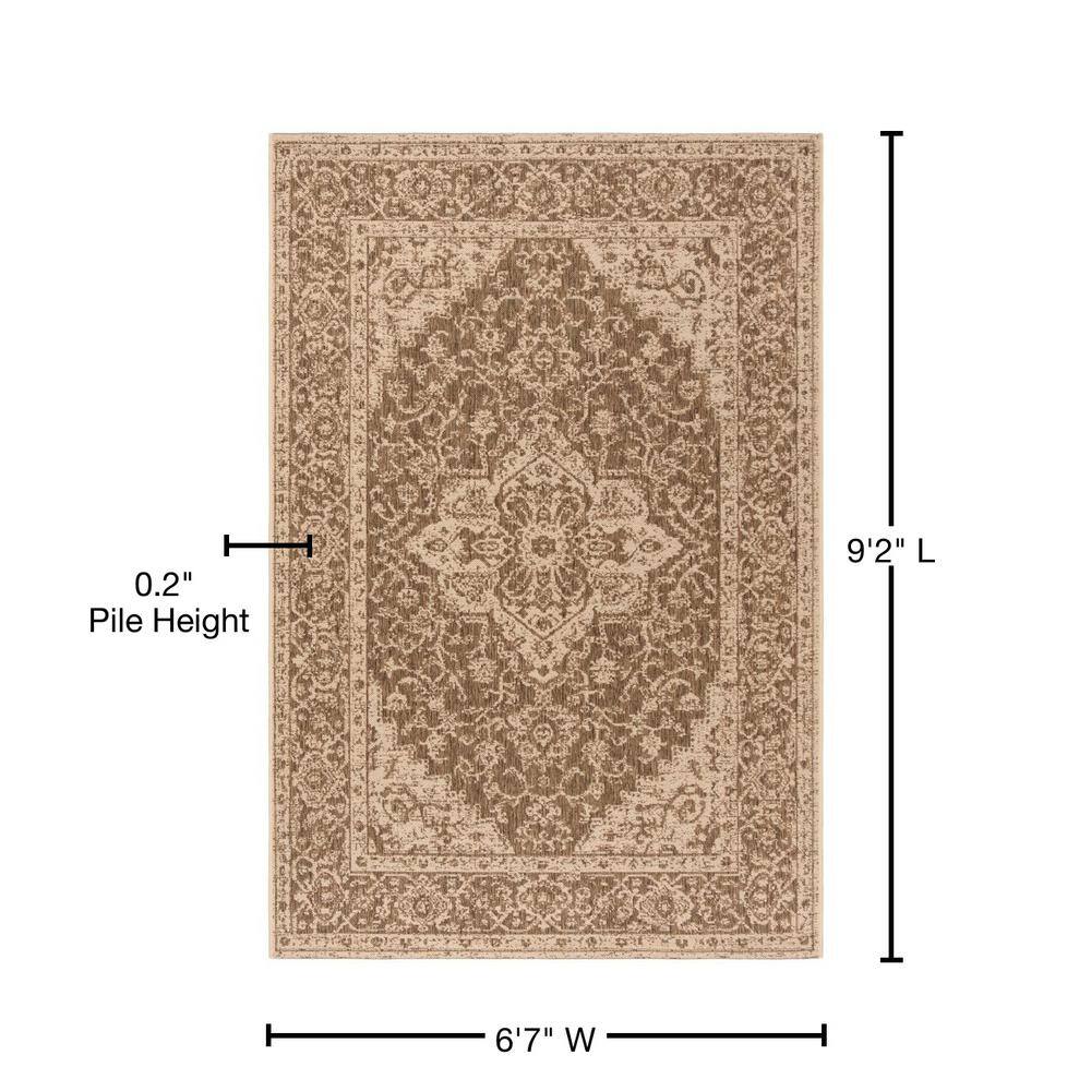 Beige Cream Synthetic Rectangular Stain-Resistant Area Rug