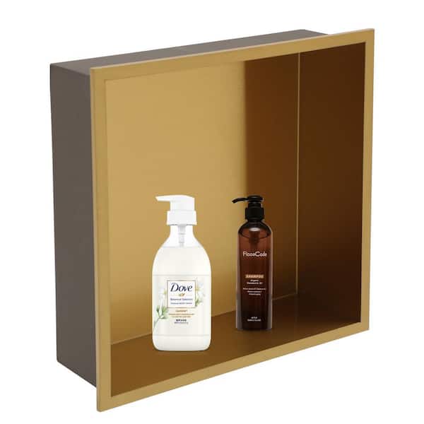 12 in. W x 12 in. H x 4 in. D Wall Mounted 18-Gauge Stainless Steel Bathroom Shower Niche in Matte Gold