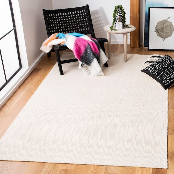 Himalaya Beige 5 ft. x 8 ft. Solid Color Striped Area Rug