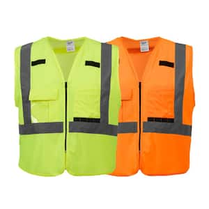 2X-Large /3X-Large Yellow Class 2-High Visibility Safety Vest with 10 Pockets