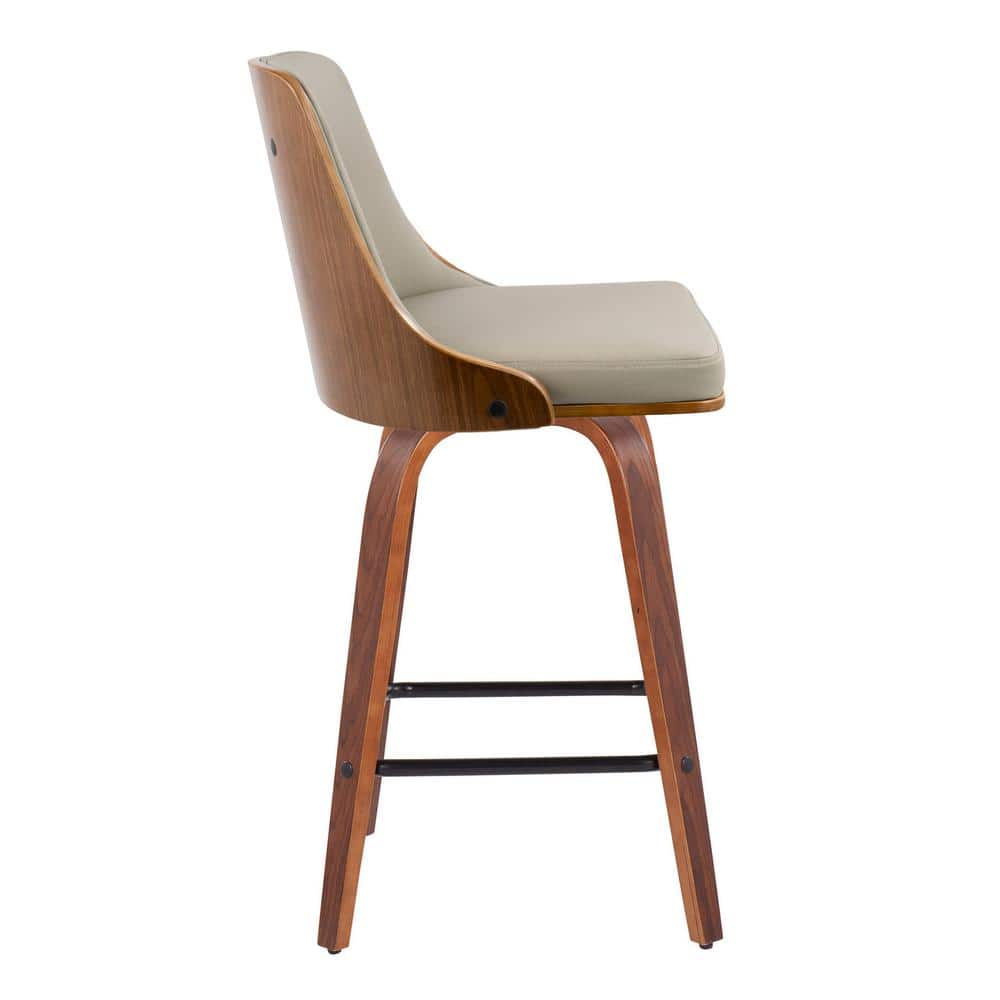 Pearl Silver Swivel Leather and Wood Counter Stool Set