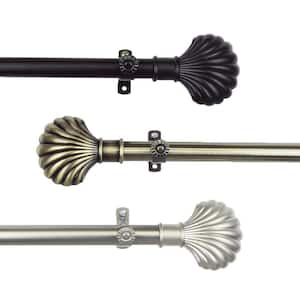 3/4" Dia Adjustable 28" to 48" Singel Curtain Rod in Black with Clam Finials