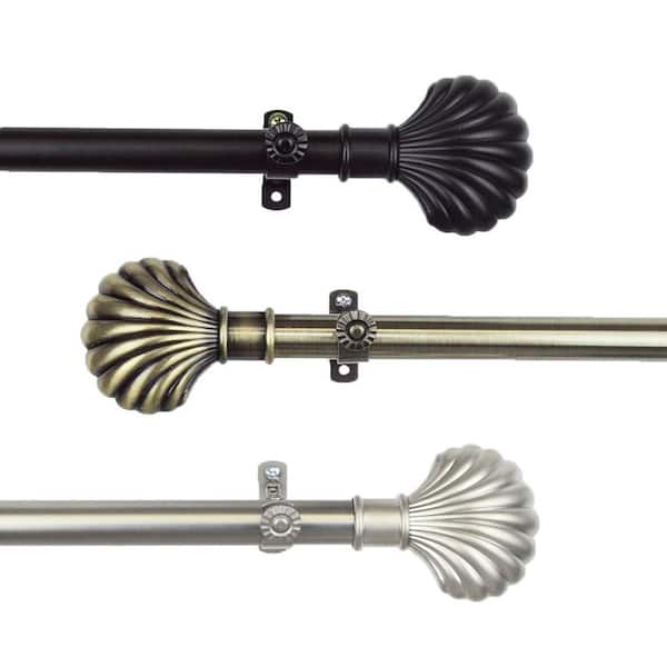 Rod Desyne 3/4 in. Dia Adjustable 48 in. to 84 in. Single Curtain Rod in Black with Clam Finials
