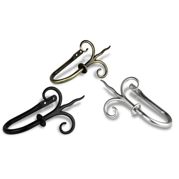 Lily Satin Nickel Metal Hook Curtain Holdback (Set of 2)