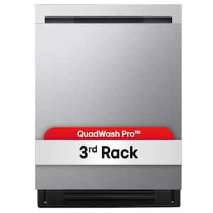 24 in. Top Control Standard 46 dBA Dishwasher with QuadWash Pro, FlushFit Design 3rd Rack, in PrintProof Stainless Steel