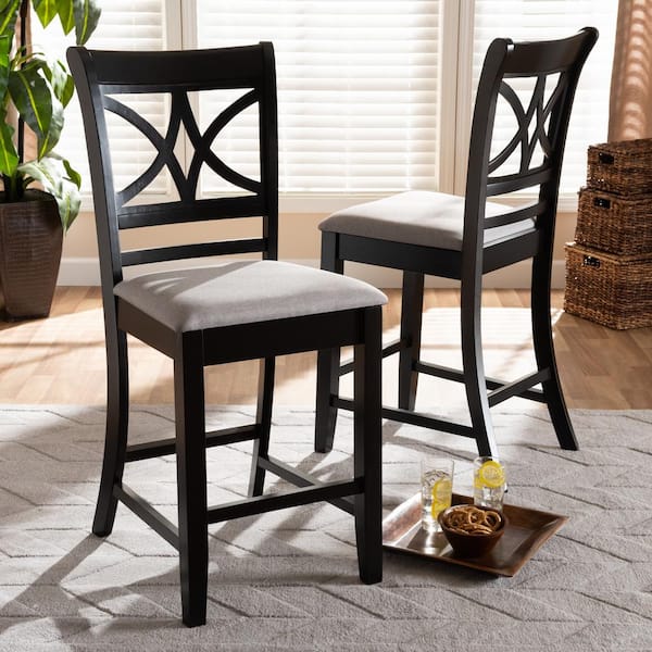 Chandler 25 in. Grey and Espresso Brown Pub Chair (Set of 2)
