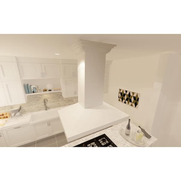 ZLINE 30" Wooden Island Mount Range Hood in White - Includes Motor