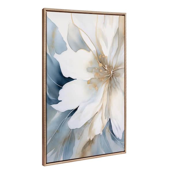 Sylvie Elegant Modern Glam Watercolor Abstract Floral 1-Piece Gold Framed Canvas Art Print, 31.50 in. x 41.50 in.