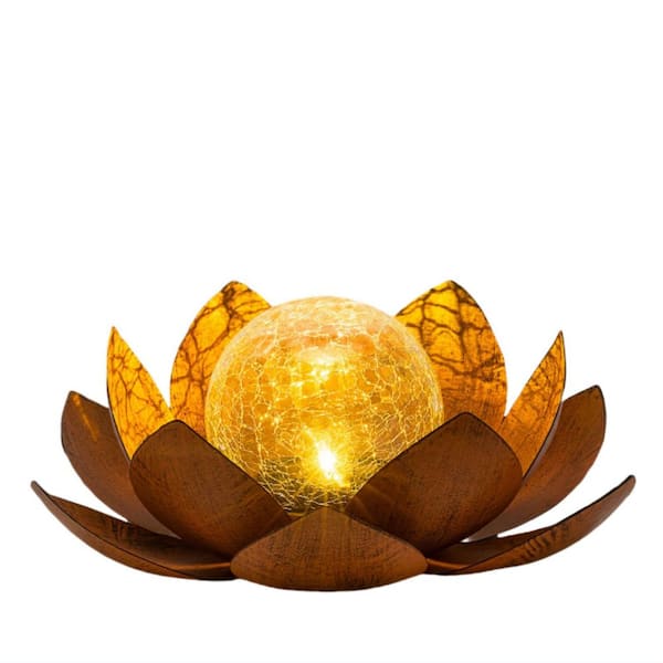 Amber Crackle Globe Glass LotusGarden Decoration Imitation Rust (2 Pack)