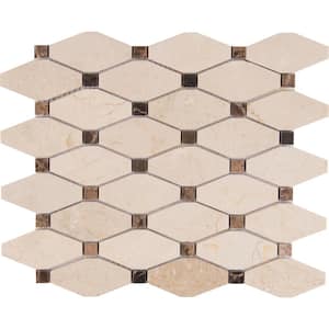 Valencia Blend Elongated Octagon 12 in. x 12 in. x 10 mm Polished Marble Mosaic Tile (11 sq. ft. / case)