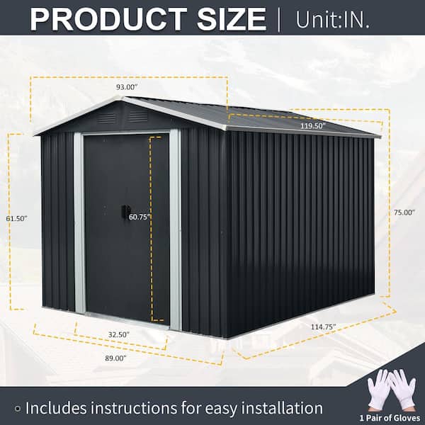 Storhaus 7.74 ft. W x 9.94 ft. D Outdoor Metal Storage Shed with