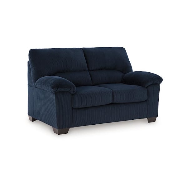 Simy 38 in. Polyester 2-Seater Cushioned Loveseat in Blue