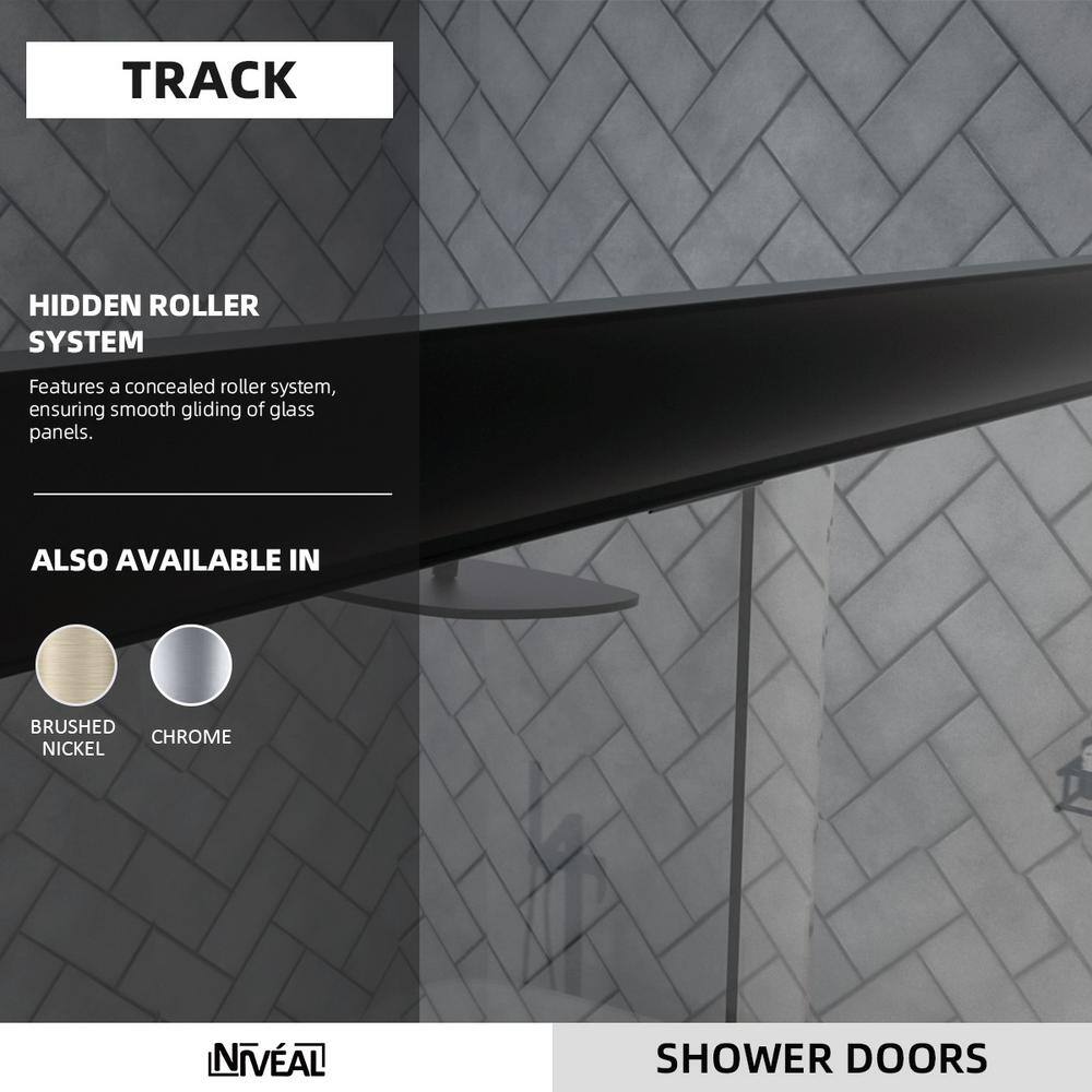 Matte Black Semi-Frameless Sliding Tub Door with Clear Tempered Glass