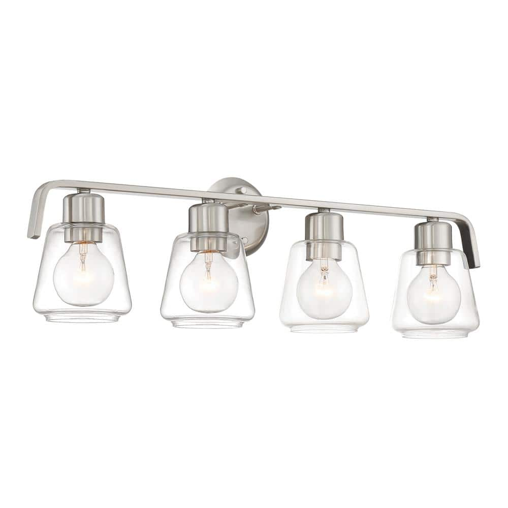 Designers Fountain Riley Satin Platinum 4 Light Bathroom Vanity Light Fixture  96204-SP