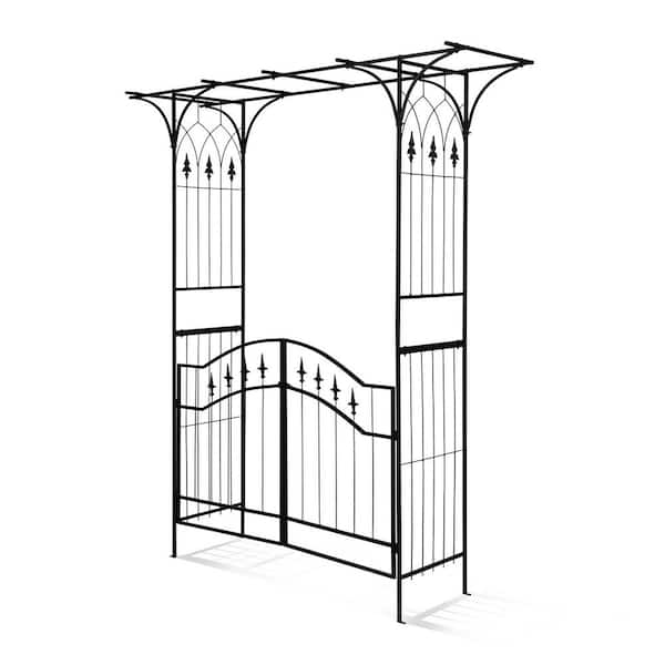81.88 in. x 70.47 in. Iron Garden Arbor with Gate