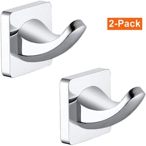 2-Pack Wall Mounted J-Hook Robe/Towel Hook in Stainless Steel Mirror Polished Chrome