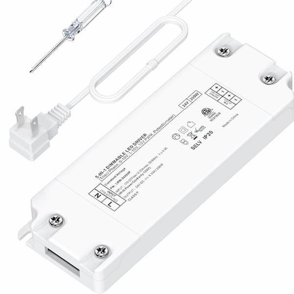 24V Dimmable LED Transformer 200W LED Driver Triac/0-10V/1-10V/10VPWM/Potentiometer Dimmer Adapter for LED Strip Lights