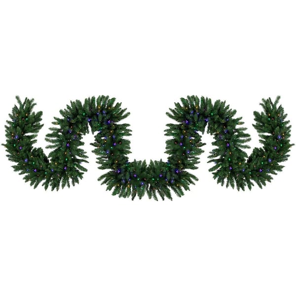 Pre-Lit Buffalo Fir Christmas Garland 25 ft. x 20 in. Multi-Color LED Lights