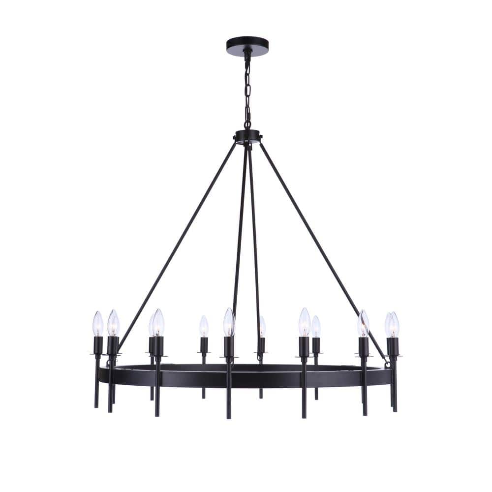 Larrson 14-Light Flat Black Iron Candle Chandelier