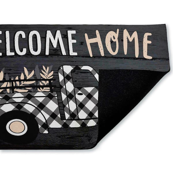 Country Rustic Welcome Truck Black 18 in. x 30 in. Polyester Non-Slip Outdoor Door Mat