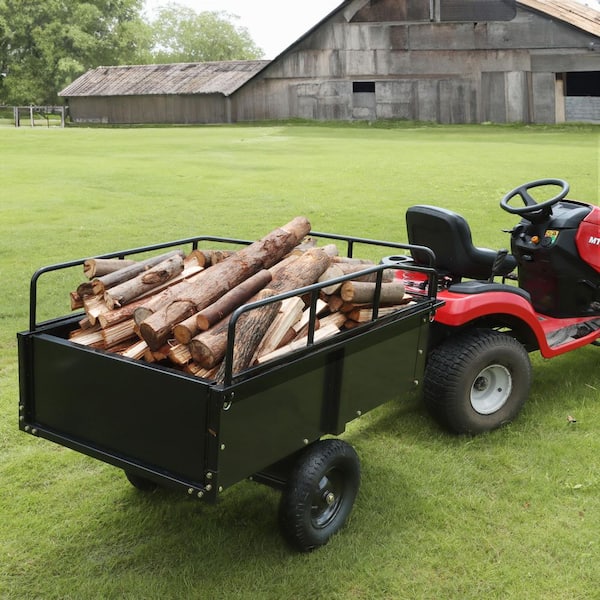15 cu. ft. Heavy Duty Steel ATV Garden Cart, 750 lbs. Capacity, Garden Utility Trailer with Removable Sides Black, Steel